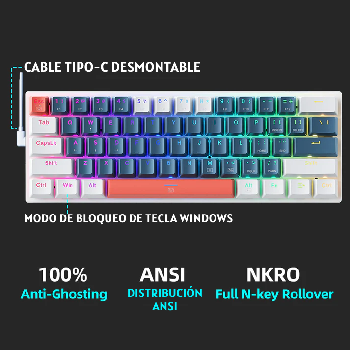 Teclado Mecanico RGB Inalambrico - Machenike k500